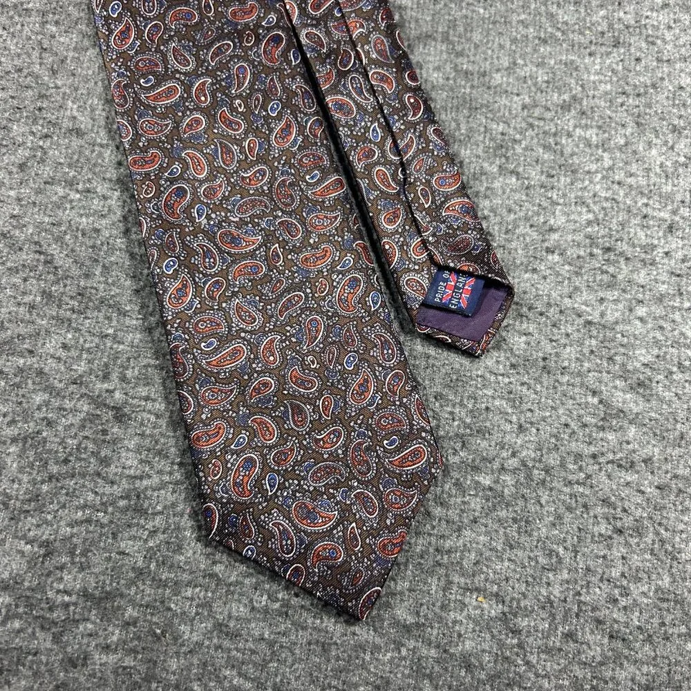 Vintage Briar Pride of England Brown‎ Paisley Preppy Neck Tie Rhodia
